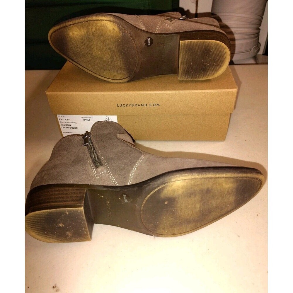 Lucky Brand Tayti Falcon Oiled Suede Western Ankle Boots Women's Size 8.5M - Picture 9 of 11